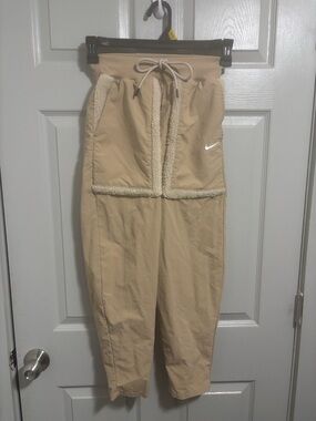 Nike Beige Sherpa-Trim Drawstring Joggers